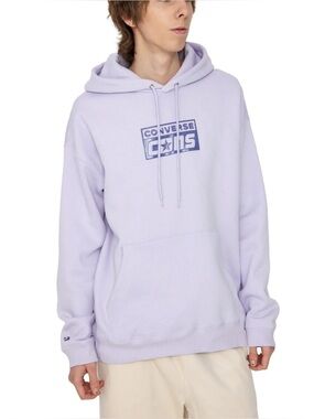 converse Lavender hoodie Size L Gel Logo Kangaroo Pocket Y2k Minimalist Athletic